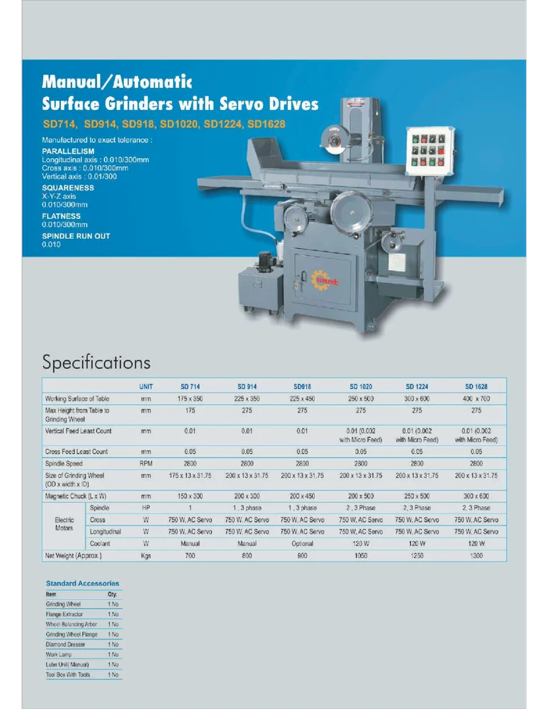 Surface Grinding Machine With Servo Motor 300 X 600 Mm 1000x1000